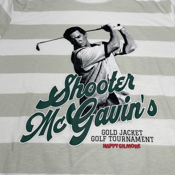 HAPPY GILMORE - T-SHIRT TEE MEN’S Medium WHITE Striped MCGAVIN GRAPHIC PRINT NWT - Picture 3 of 4